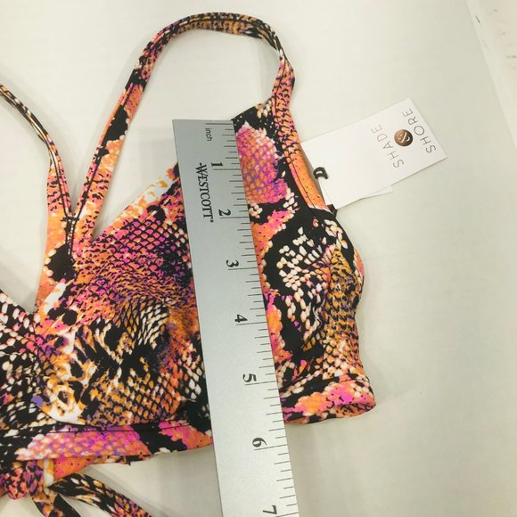 Shade And Shore Women's Size Small 4-6 Strappy Bikini Swim Top Pink Snake Print - Picture 11 of 13